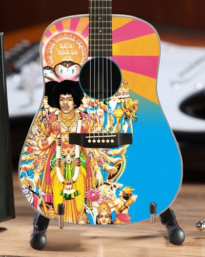 Jimi Hendrix Axis Bold As Love Album Cover Art Mini Acoustic Guitar Replica Collectible