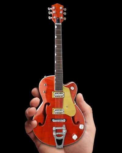 Nashville Orange Dice Hollow Body Mini Guitar Replica Collectible