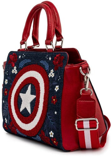 Loungefly Marvel: Captain America 80th Anniversary Floral Sheild Cross Body Bag