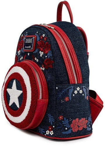 Loungefly Marvel: Captain America 80th Anniversary Floral Sheild Mini Backpack
