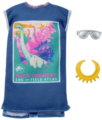 Mattel - Barbie Jurassic World Complete Looks Fashion, Blue "Back Country" Shirt, Sunglasses