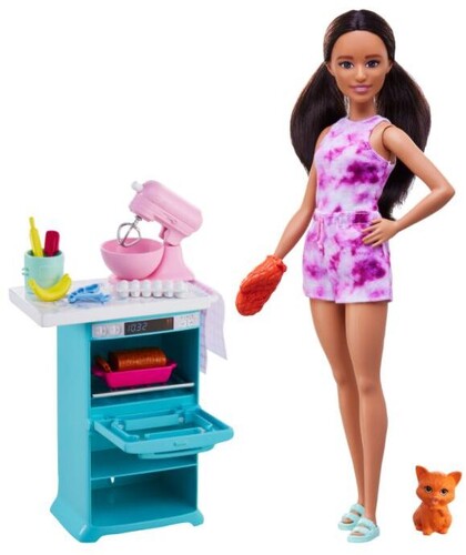 Mattel - Barbie Doll and Kitchen Playset, Brunette