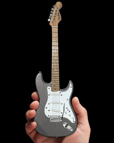 Metallic Pewter Finish Fender Stratocaster Mini Guitar Replica Collectible