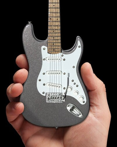 Metallic Pewter Finish Fender Stratocaster Mini Guitar Replica Collectible