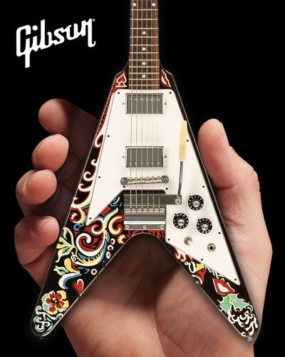 Jimi Hendrix Gibson Psychedelic Flying V Mini Guitar Replica Collectible