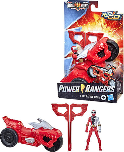 Hasbro Collectibles - Power Rangers Rip N Go T-Rex Battle Rider and Dino Fury Red Ranger