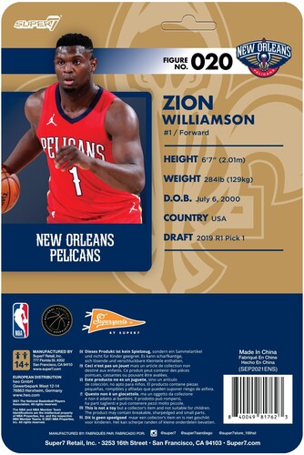 Super7 - NBA Supersports Figure Wave 3 - Zion Williamson (Pelicans) [Red Statement]