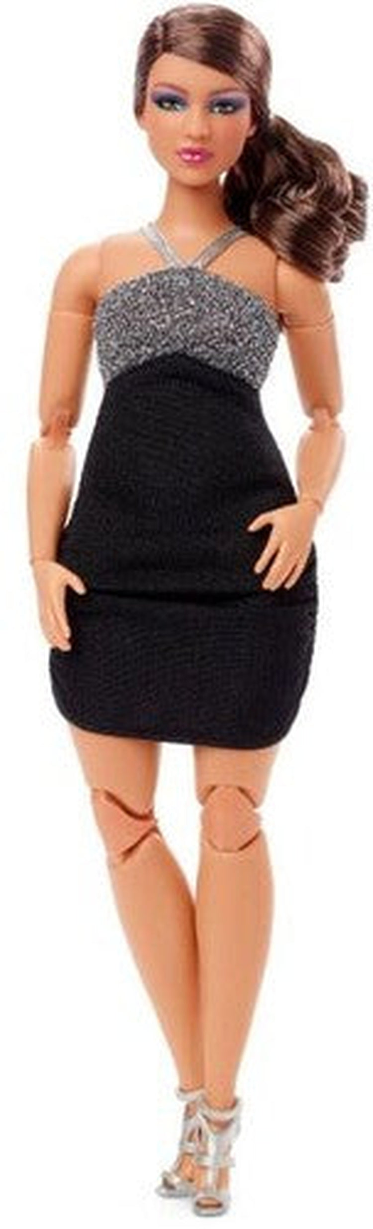 Mattel - Barbie Looks Doll with Black and Silver Mini Dress, Brunette with Side Pony