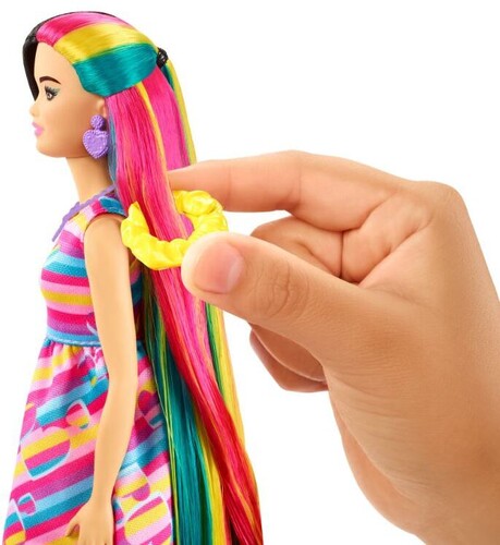 Mattel - Barbie Totally Hair Doll Hearts, Brunette with Pink, Yellow and Teal Streaks