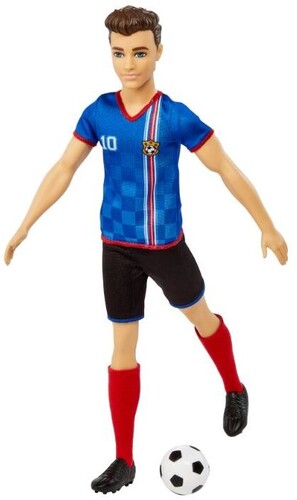 Mattel - Barbie I Can Be Soccer Player Ken, Brunette, Blue & Red Uniform
