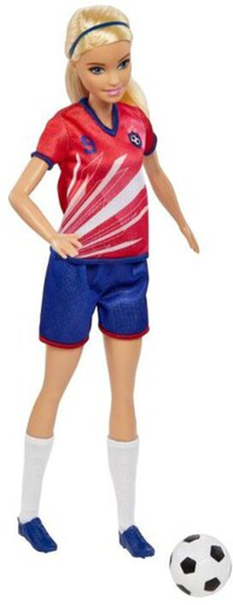 Mattel - Barbie I Can Be Soccer Player, Blonde, Red & Blue Uniform