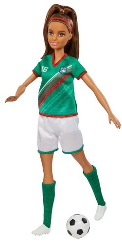 Mattel - Barbie I Can Be Soccer Player, Brunette, Green & Red Uniform