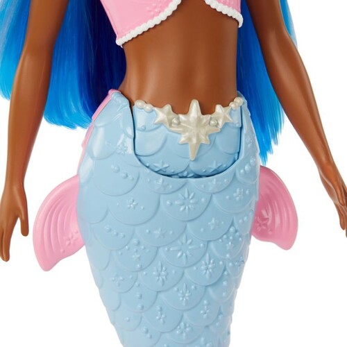 Mattel - Barbie Dreamtopia Mermaid with Pastel Pink Top, Blue Hair, African American