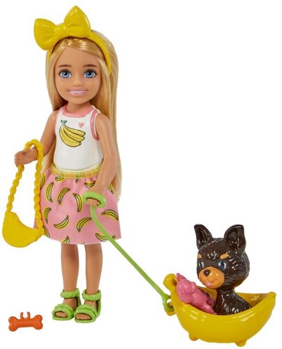 Mattel - Barbie Chelsea Doll & Pet Set, Puppy & Banana, Blonde