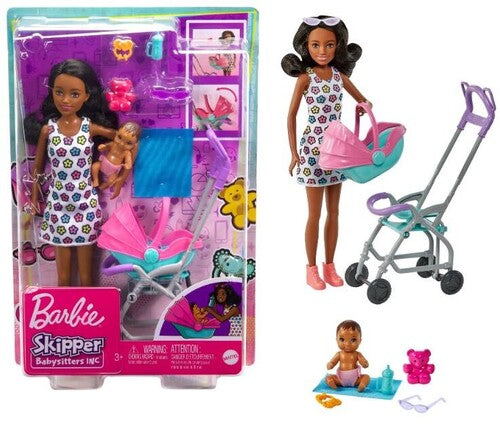 Mattel - Barbie Skipper Babysitters Inc. Stroller Playset, African American