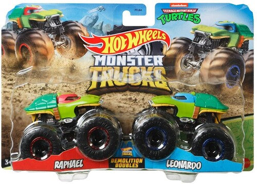 Mattel - Hot Wheels Monster Trucks 1:64 Demo Doubles 2-Pack Teenage Mutant Teenage Turtles Raphael Vs. Leonardo (TMNT)