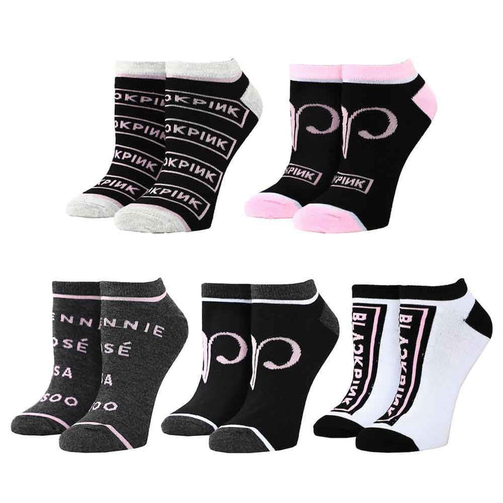 Blackpink Mixed Logo 5 Pair Ankle Socks - Socks