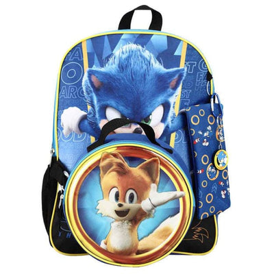 16 Sonic The Hedgehog 2 Logo Backpack (5 Piece Set) -