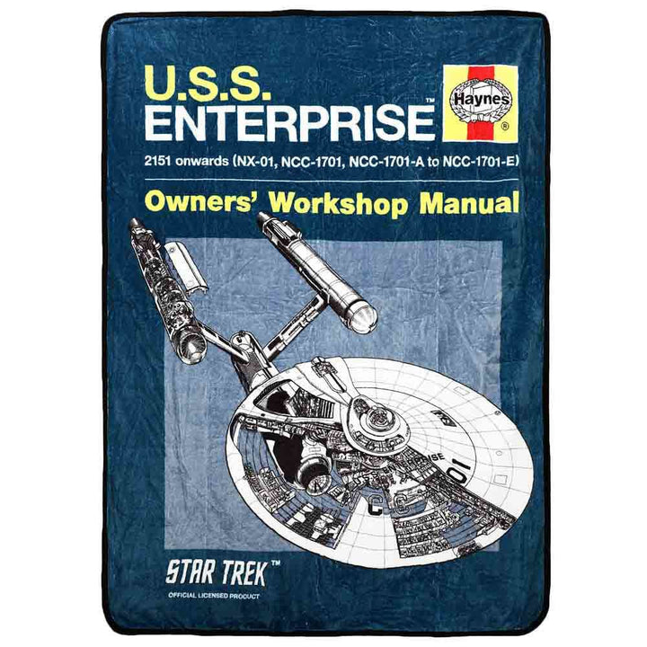 48 x 60 Star Trek Enterprise Owners Manual Fleece Throw 