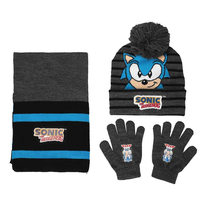 3 Piece Sonic The Hedgehog Youth Beanie Scarf & Gloves Combo