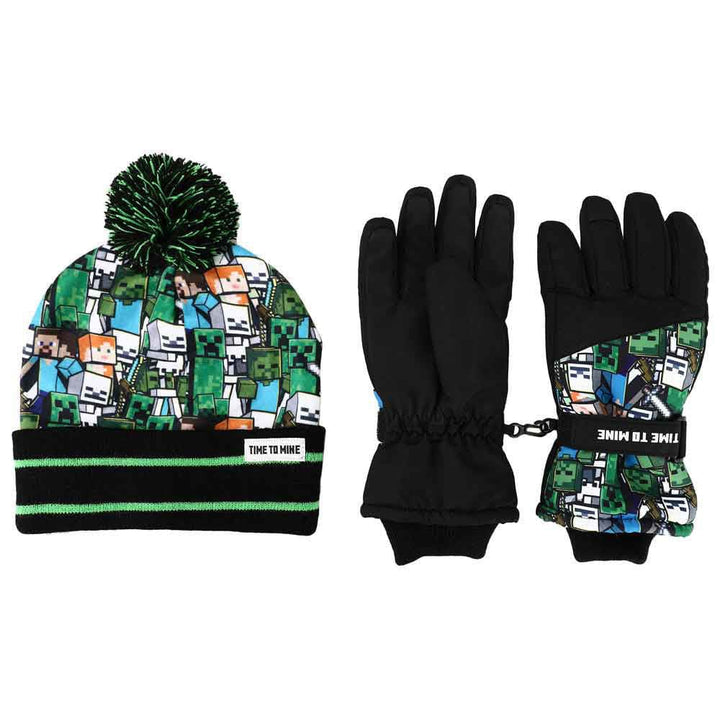 Minecraft Time To Mine Youth Beanie & Ski Gloves Combo - 