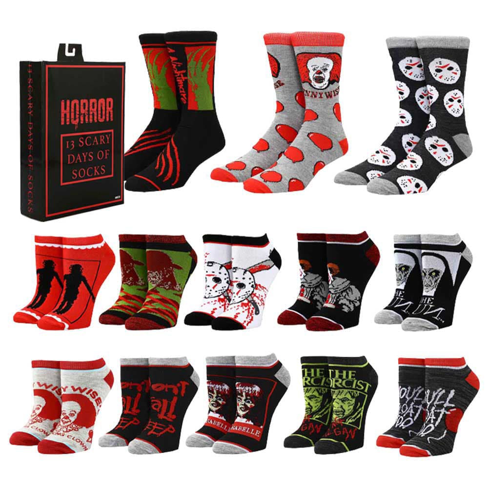Horror Icons 13 Days of Scary Socks Box Set (13 Pairs Set) -