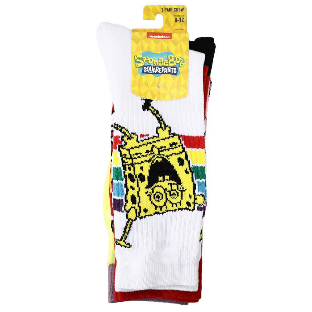 Spongebob Krabby Patty & Patrick 3 Pair Crew Socks - Socks