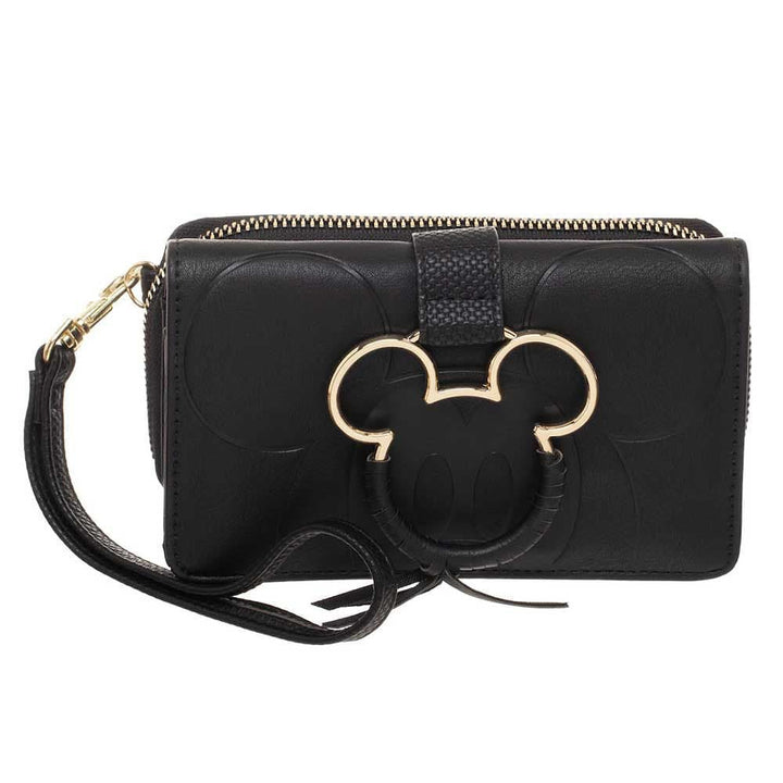 Disney Mickey Mouse Gold Metal Charm Wristlet Wallet - 
