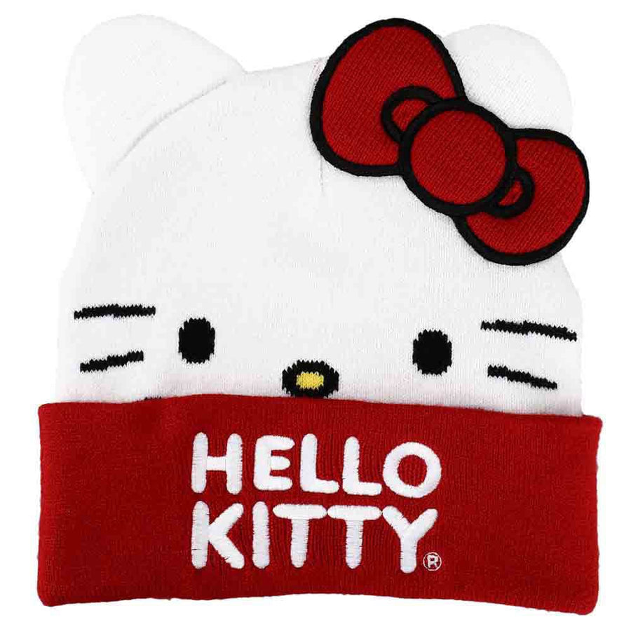 Hello Kitty Embroidered Big Face Beanie - Clothing - Beanies