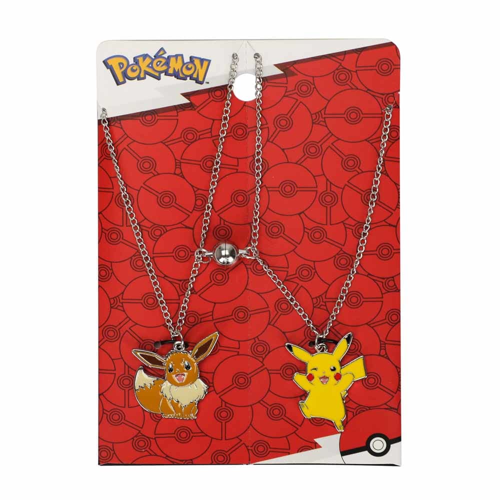 Pokemon Pikachu & Eevee Magnetic Pokeball Charm Necklace -