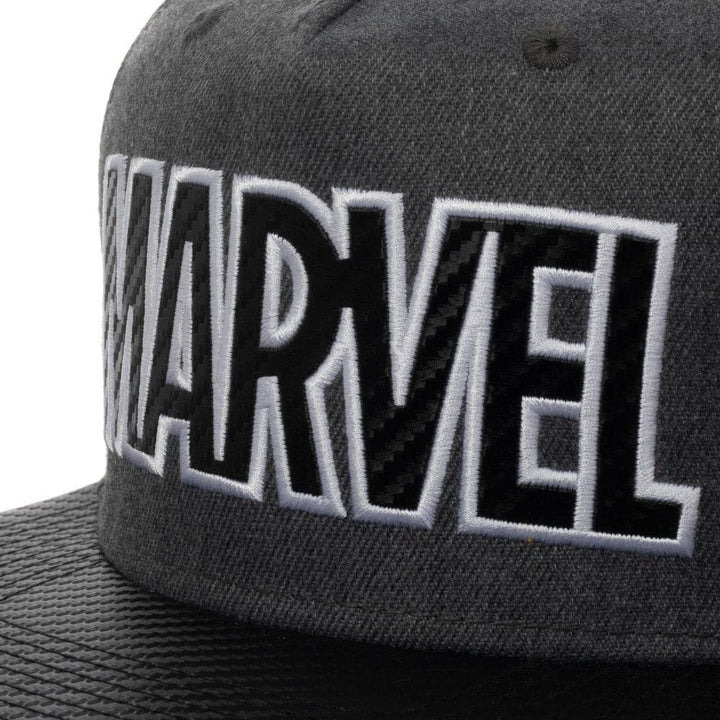 Marvel Logo Carbon Fiber Flat Bill Snapback - Clothing - 
