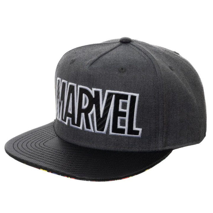 Marvel Logo Carbon Fiber Flat Bill Snapback - Clothing - 