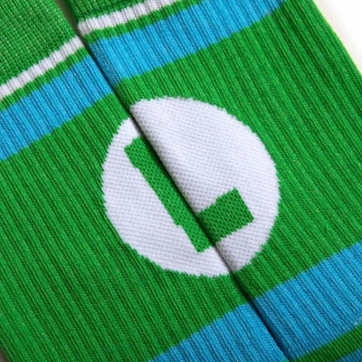 Super Mario Luigi Color Blocked Crew Socks