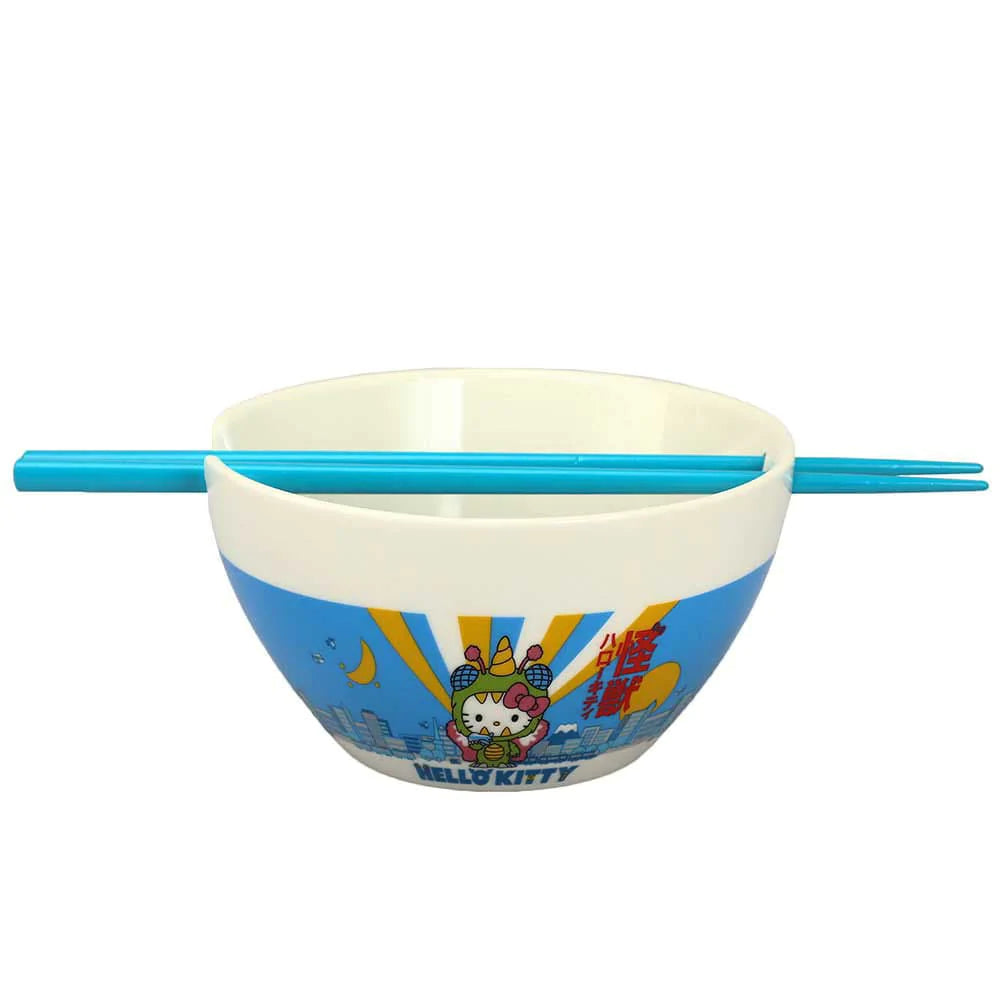Hello Kity Kaiju Ceramic Ramen Bowl with Chopsticks - Home 