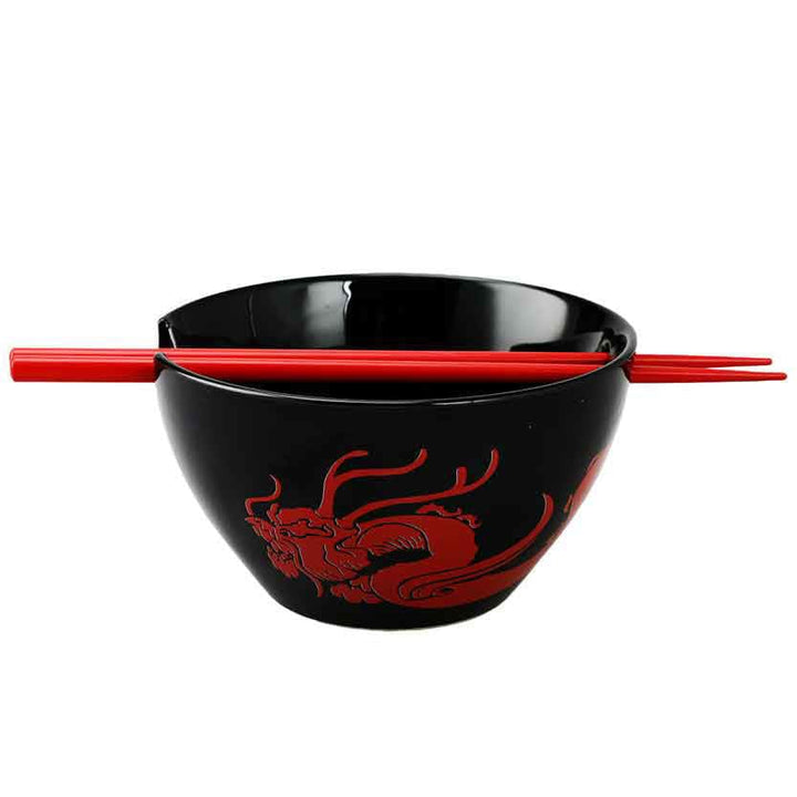 Disney Mulan Red Dragon Ceramic Ramen Bowl With Chopsticks -