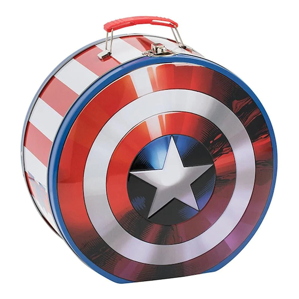 9’ Marvel Captain America Shield Shaped Tin Tote - Lunch Box