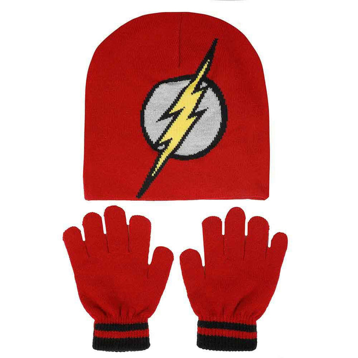 DC Comics Flash Youth Beanie & Gloves Combo - Clothing - 