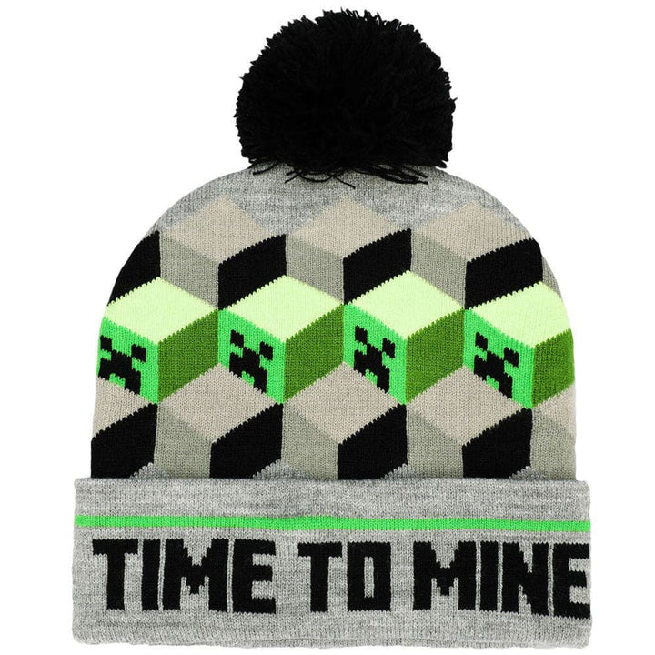 Minecraft Youth Pom Beanie & Gloves Combo - Clothing - 