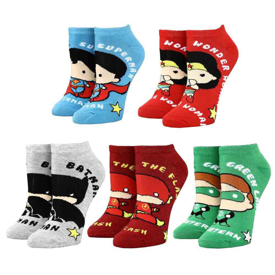 Dc Comics Justice League 5 Pair Chibi Ankle Socks - Socks